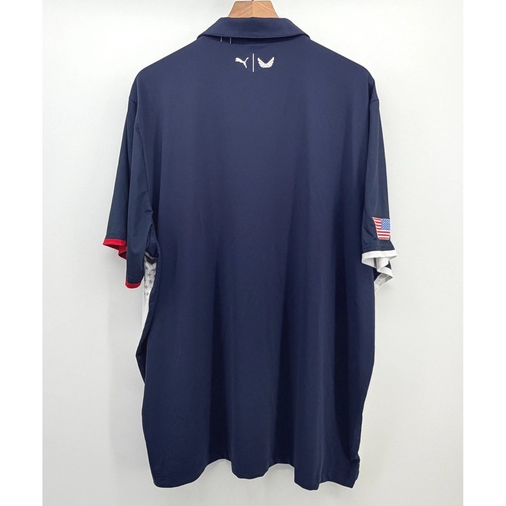 Puma Folds of Honor Polo Shirt Mens XXL Navy Stars Patriot Volition Performance - Picture 5 of 12